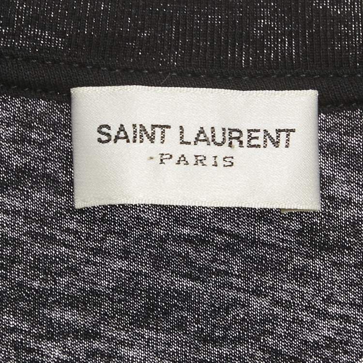 Pre Owned Saint Laurent Paris Black Flame Print Cotton T-Shirt S 