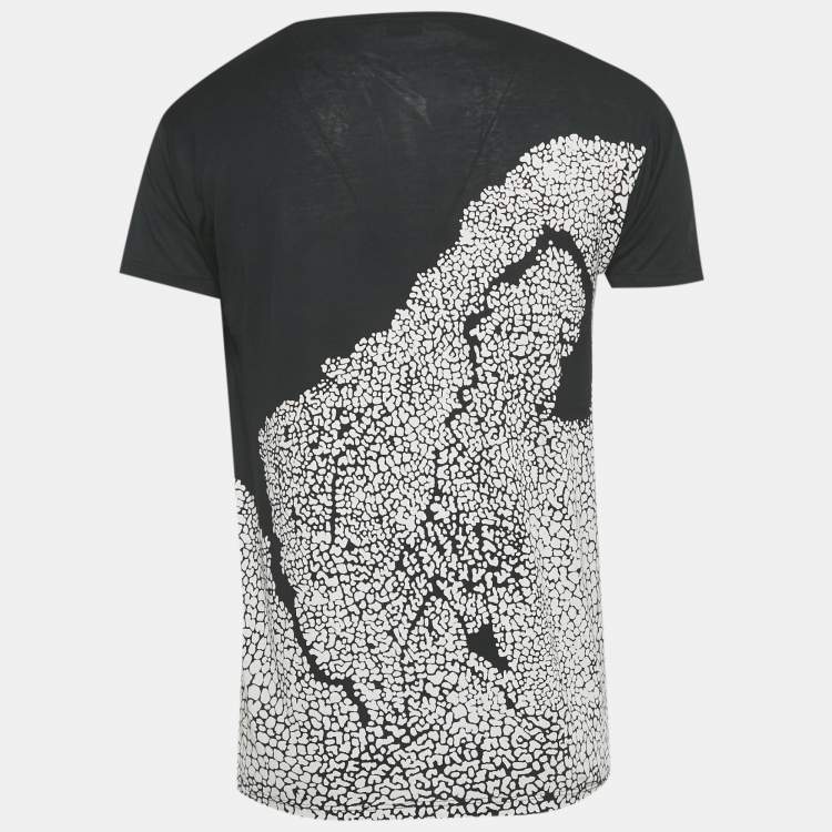 Pre Owned Saint Laurent Paris Black Printed Cotton T-Shirt S