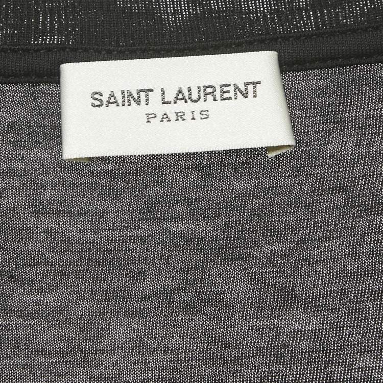 Pre Owned Saint Laurent Paris Black Printed Cotton T-Shirt S