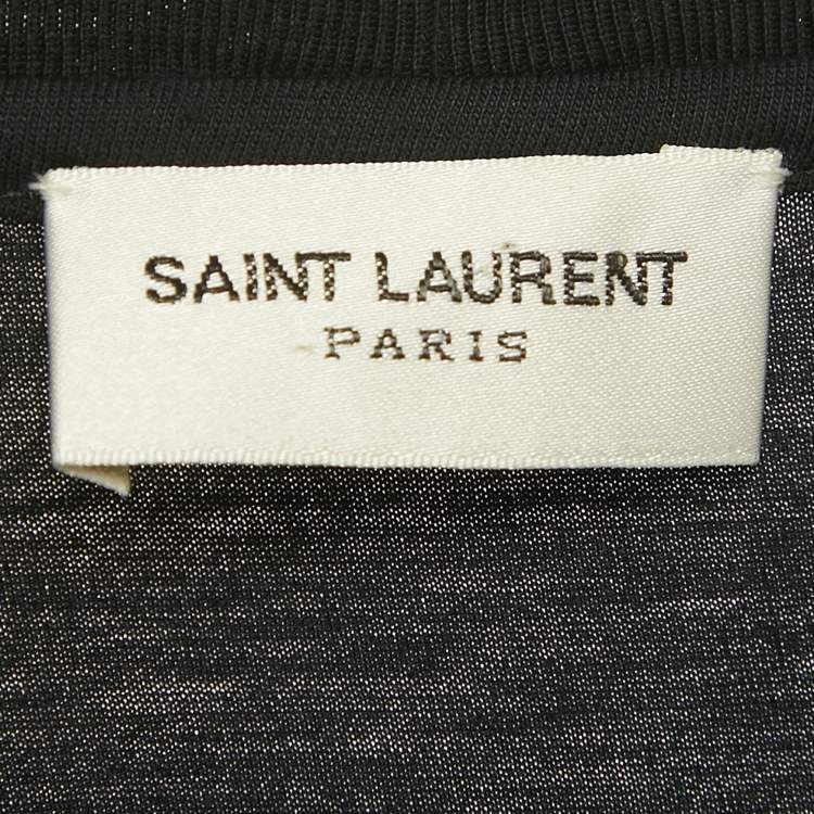 Pre Owned Saint Laurent Black Printed Cotton T-Shirt S