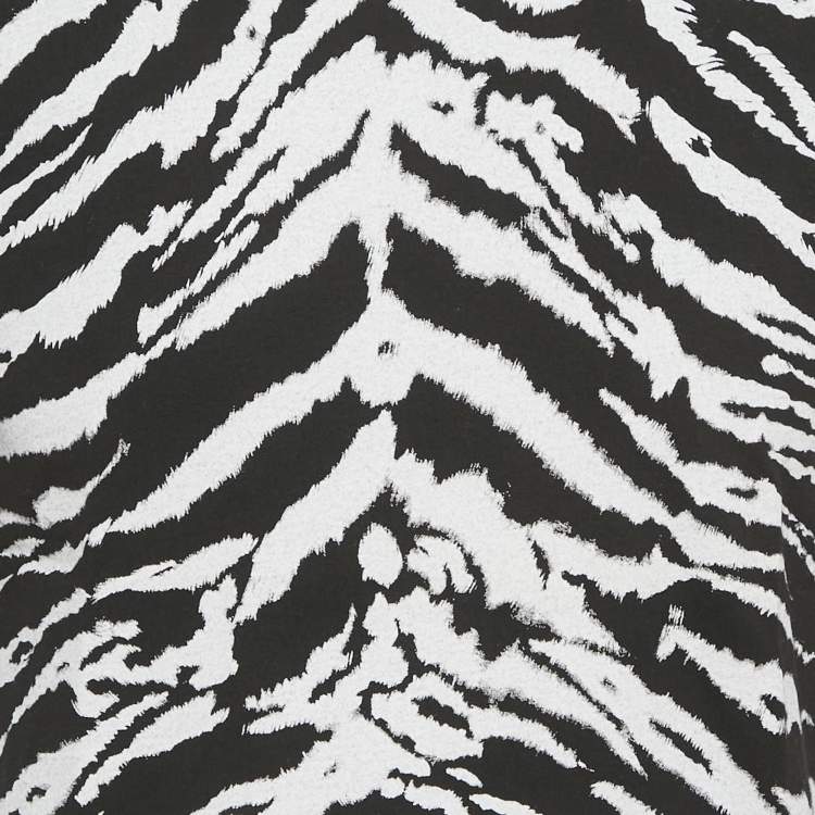 Pre Owned Saint Laurent Black Animal Print Jersey T-Shirt XS