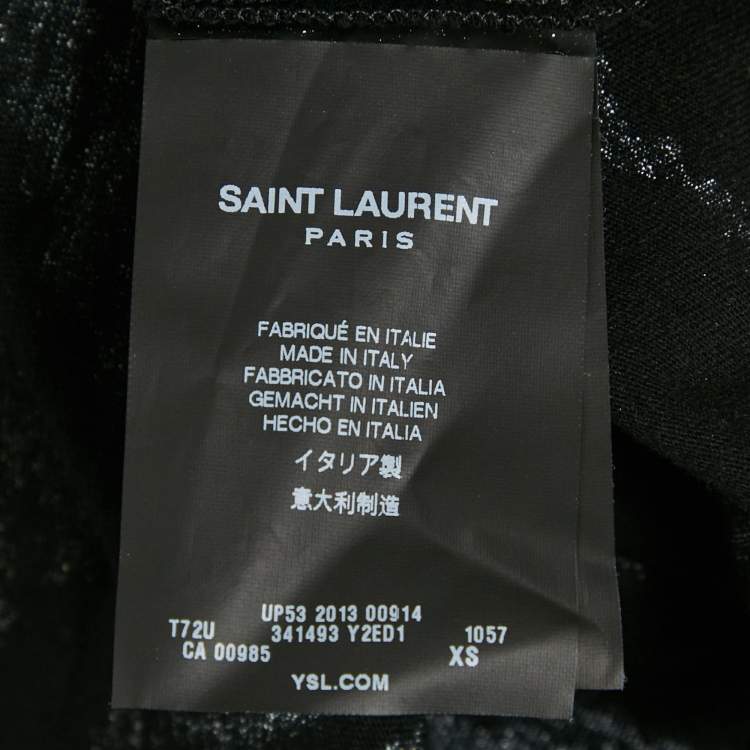 Pre Owned Saint Laurent Black Animal Print Jersey T-Shirt XS