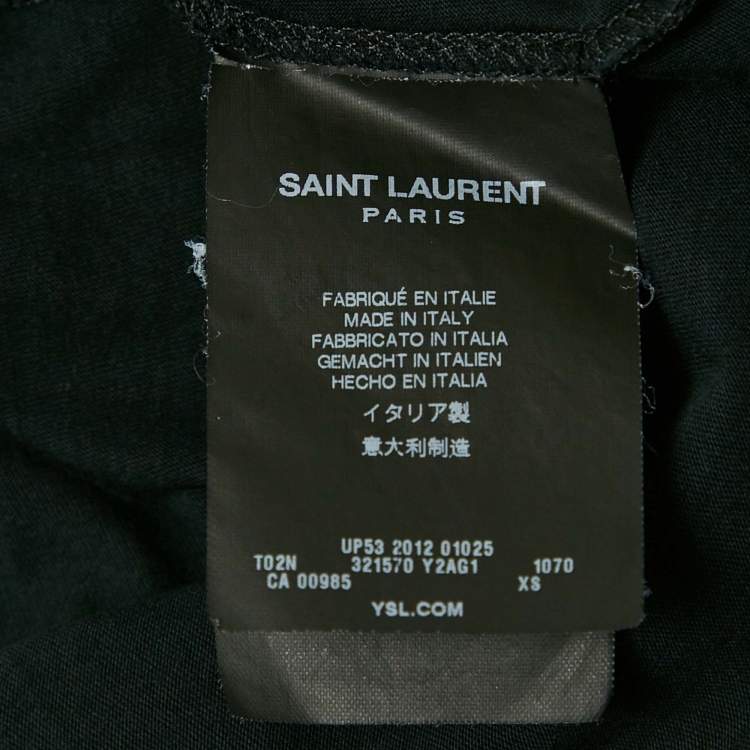 Pre Owned Saint Laurent X Grimmes Black Printed Cotton T-Shirt XS 