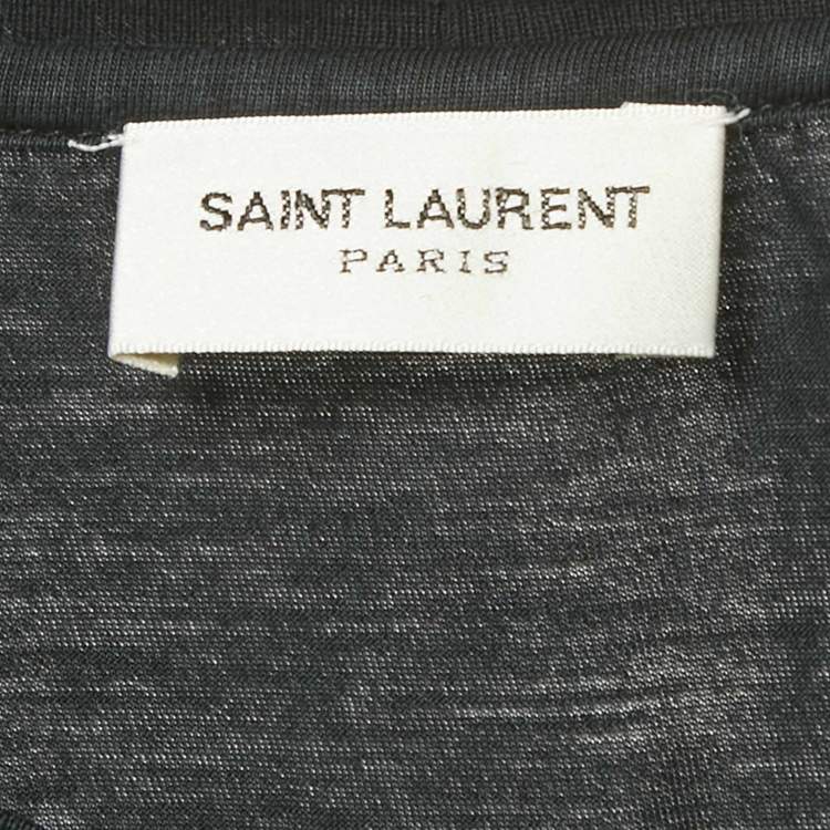 Pre Owned Saint Laurent X Grimmes Black Printed Cotton T-Shirt XS 