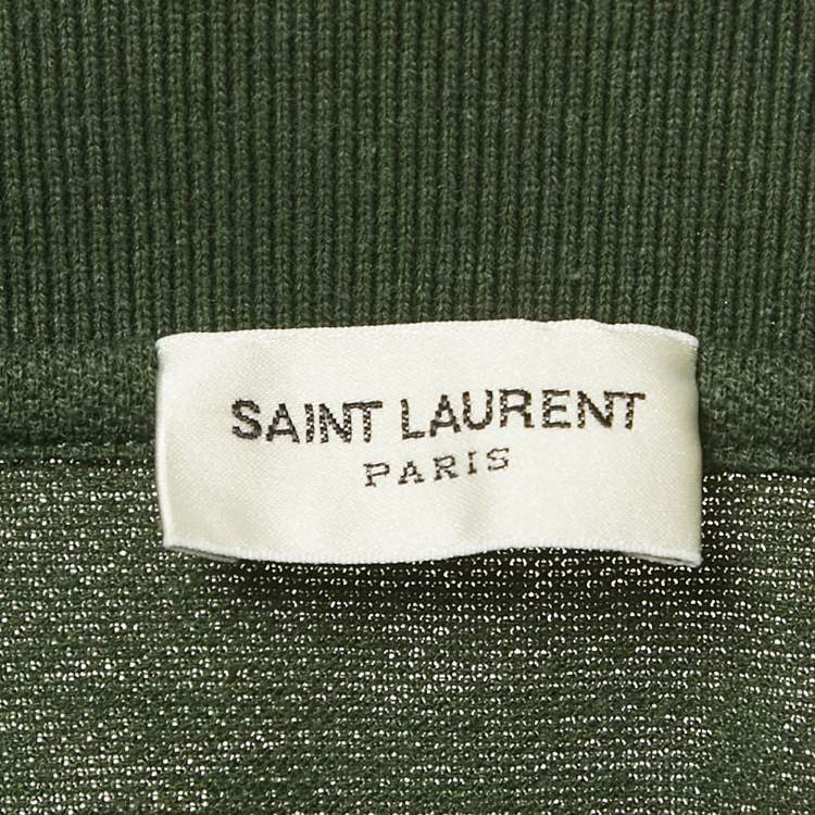 Pre Owned Saint Laurent Green Pique Polo T-Shirt M