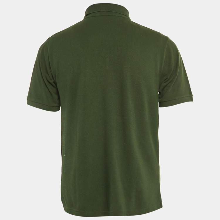 Pre Owned Saint Laurent Green Pique Polo T-Shirt M