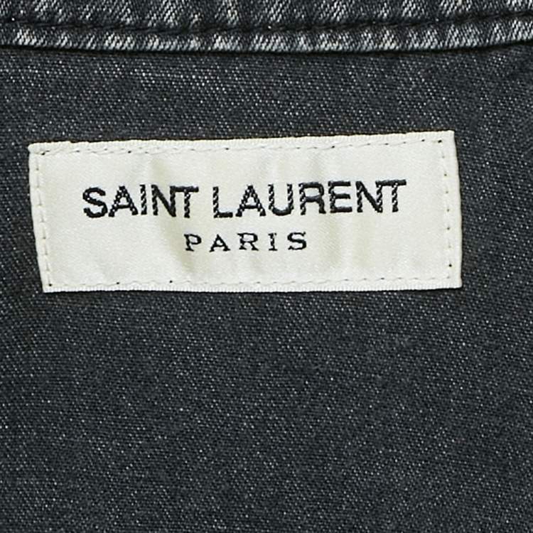 Pre Owned قميص دنيم بأزرار سان لوران باريس أسود مقاس وسط