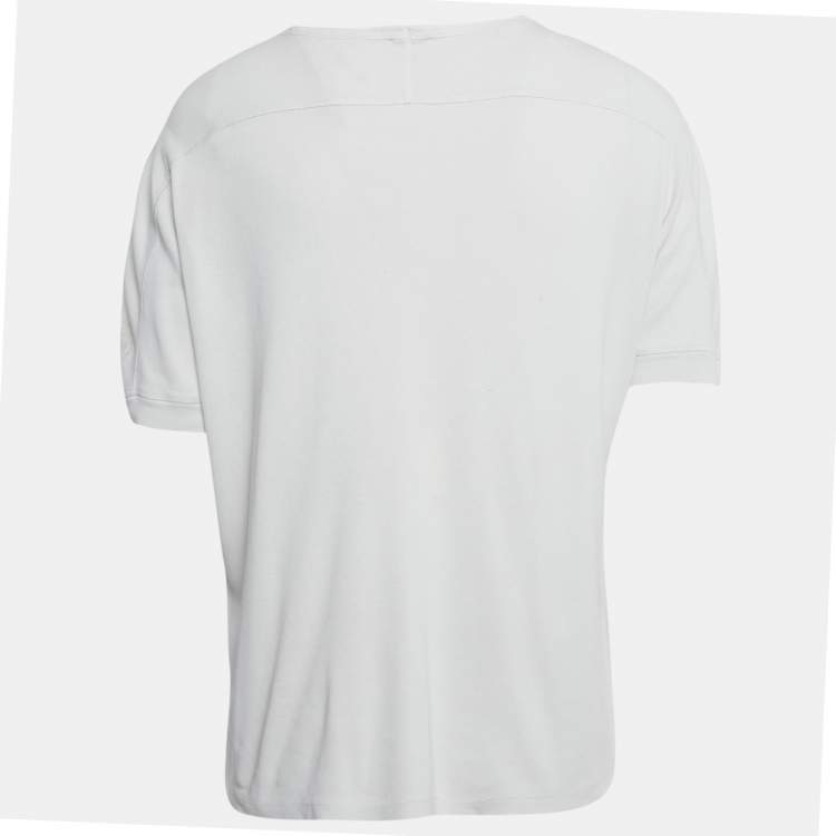 Pre Owned Saint Laurent Paris White Logo Print Cotton Crew Neck T-Shirt L