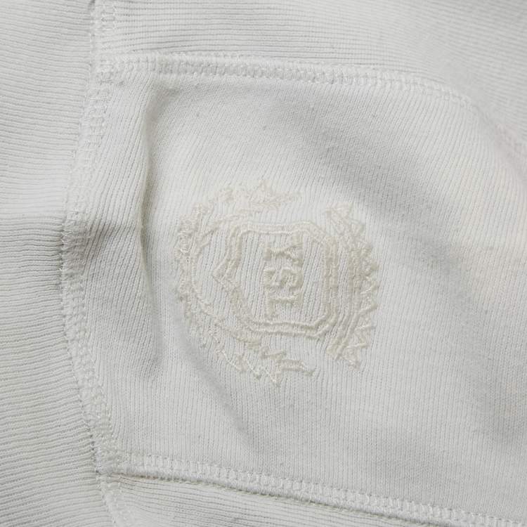 Pre Owned Saint Laurent Paris White Logo Print Cotton Crew Neck T-Shirt L