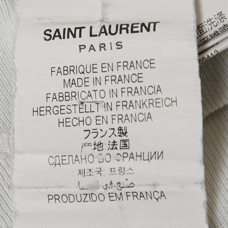 Pre Owned Saint Laurent Paris White Logo Print Cotton Crew Neck T-Shirt L