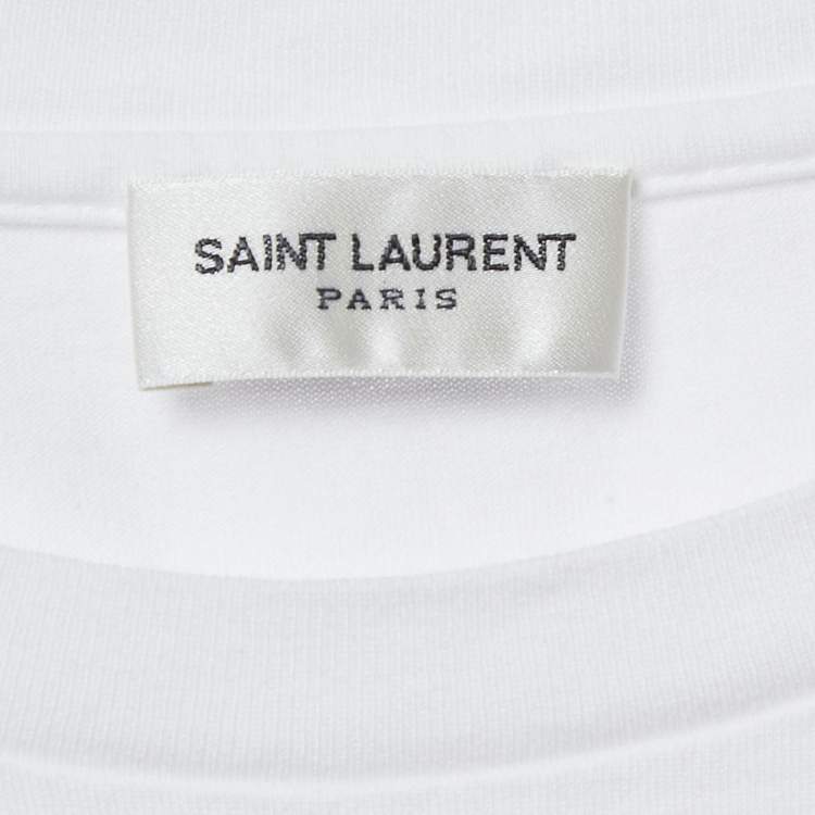 مملوكة مسبقًا Saint Laurent White Logo Print Half Sleeve T-Shirt S