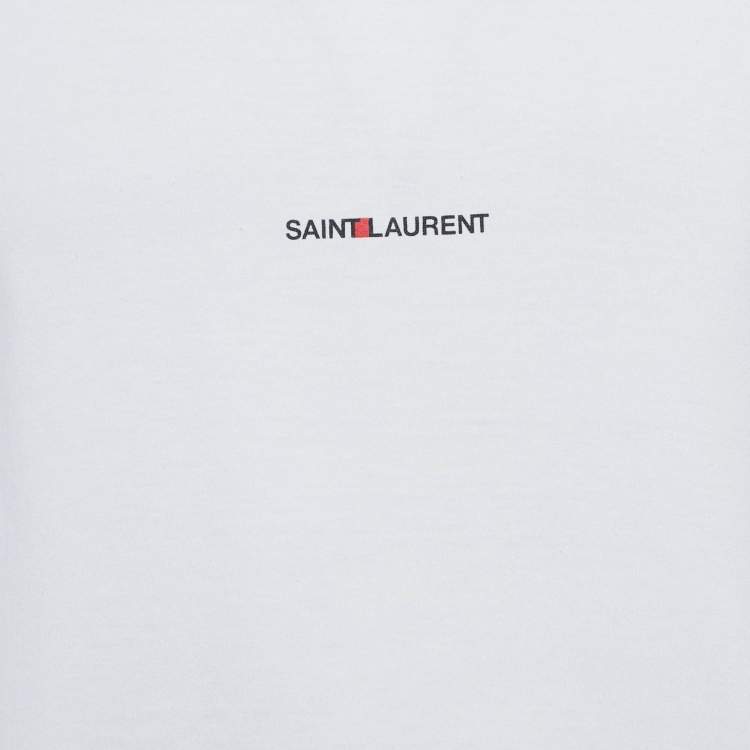 مملوكة مسبقًا Saint Laurent White Logo Print Half Sleeve T-Shirt S