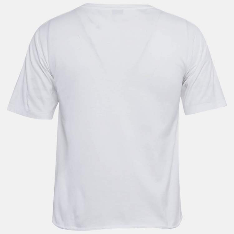 مملوكة مسبقًا Saint Laurent White Logo Print Half Sleeve T-Shirt S