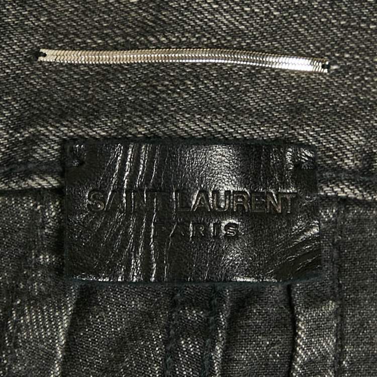 Pre Owned Saint Laurent Paris Grey Denim Straight Leg Jeans M Waist 36"