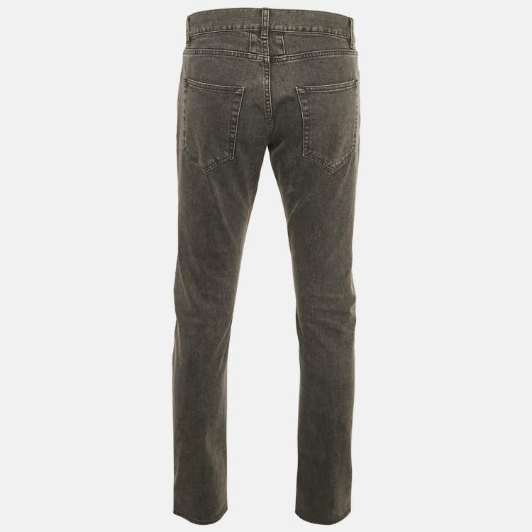 Pre Owned Saint Laurent Paris Grey Denim Straight Leg Jeans M Waist 36"