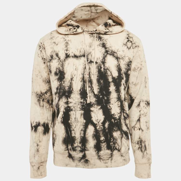 Pre Owned Saint Laurent Paris Beige/Black Dyed Cotton Hoodie M