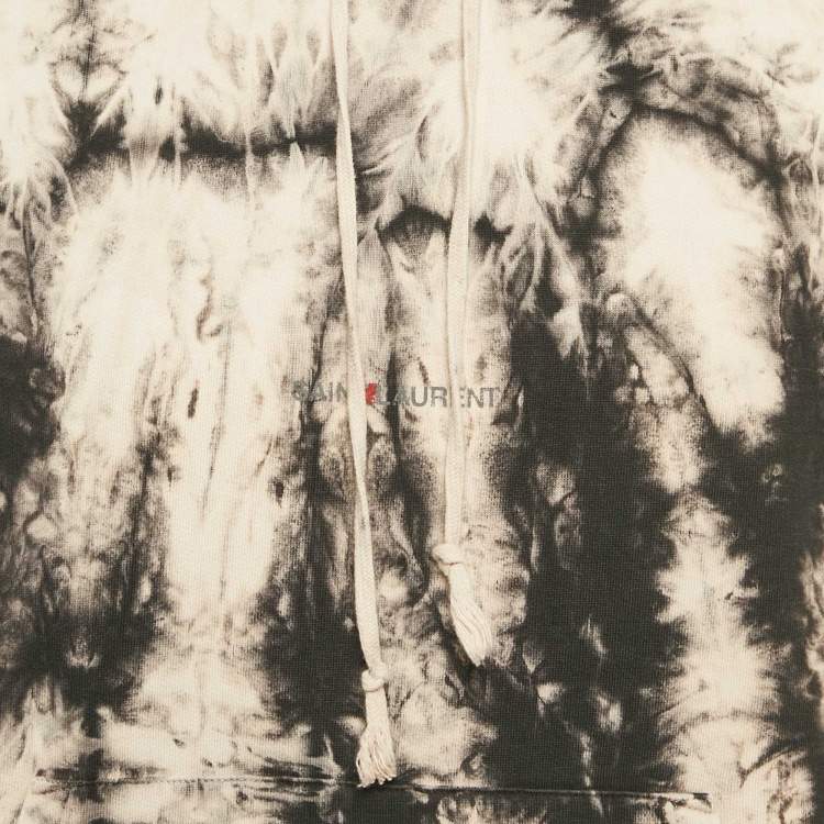 Pre Owned Saint Laurent Paris Beige/Black Dyed Cotton Hoodie M