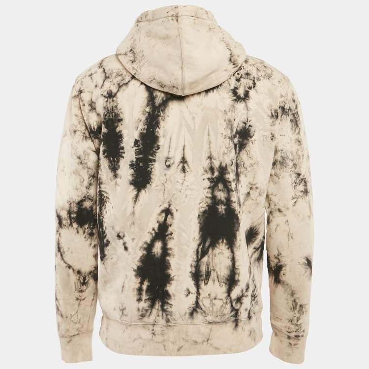 Pre Owned Saint Laurent Paris Beige/Black Dyed Cotton Hoodie M