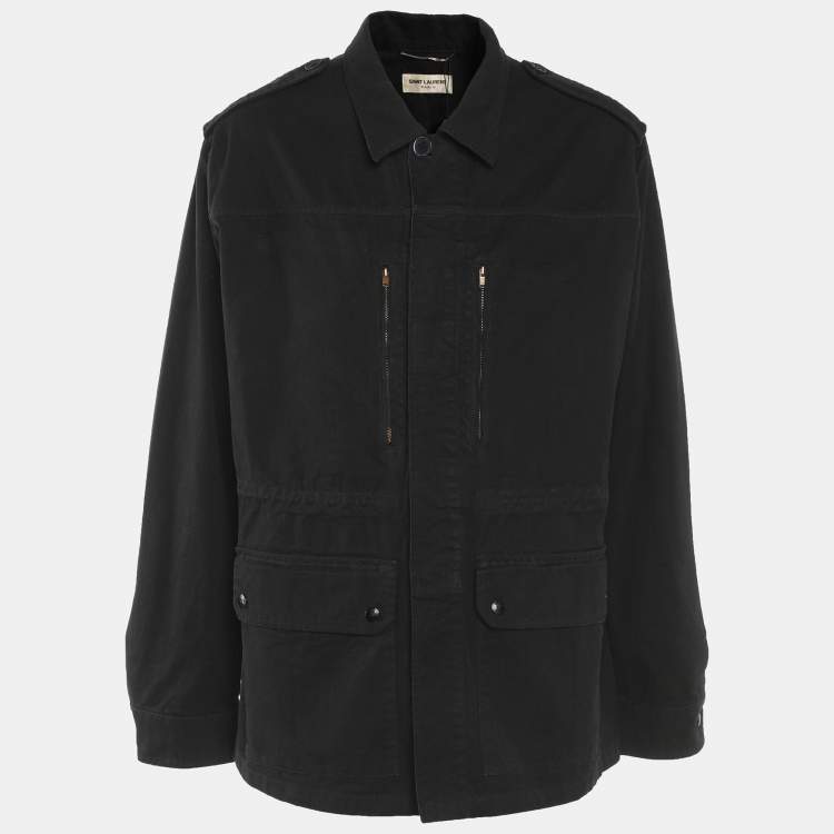 مملوكة مسبقًا Saint Laurent Black Denim Military Jacket 4XL