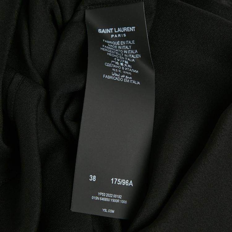 Pre Owned قميص سان لوران بأكمام طويلة من الكريب بطبعة نجوم سوداء مقاس كبير جداً