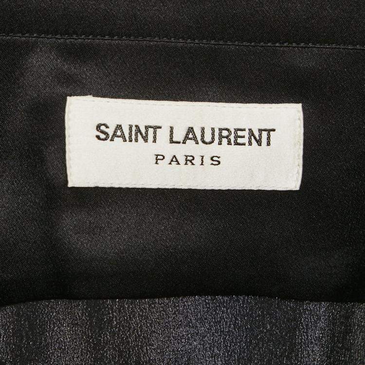 Pre Owned قميص سان لوران بأكمام طويلة من الكريب بطبعة نجوم سوداء مقاس كبير جداً