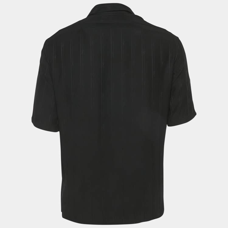 مملوكة مسبقًا Saint Laurent Paris Black Striped Silk Short Sleeve Shirt S