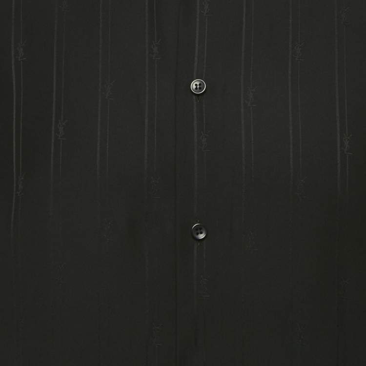 مملوكة مسبقًا Saint Laurent Paris Black Striped Silk Short Sleeve Shirt S