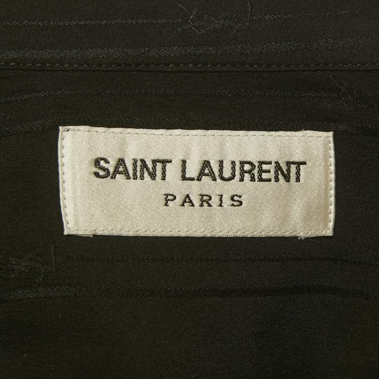 مملوكة مسبقًا Saint Laurent Paris Black Striped Silk Short Sleeve Shirt S