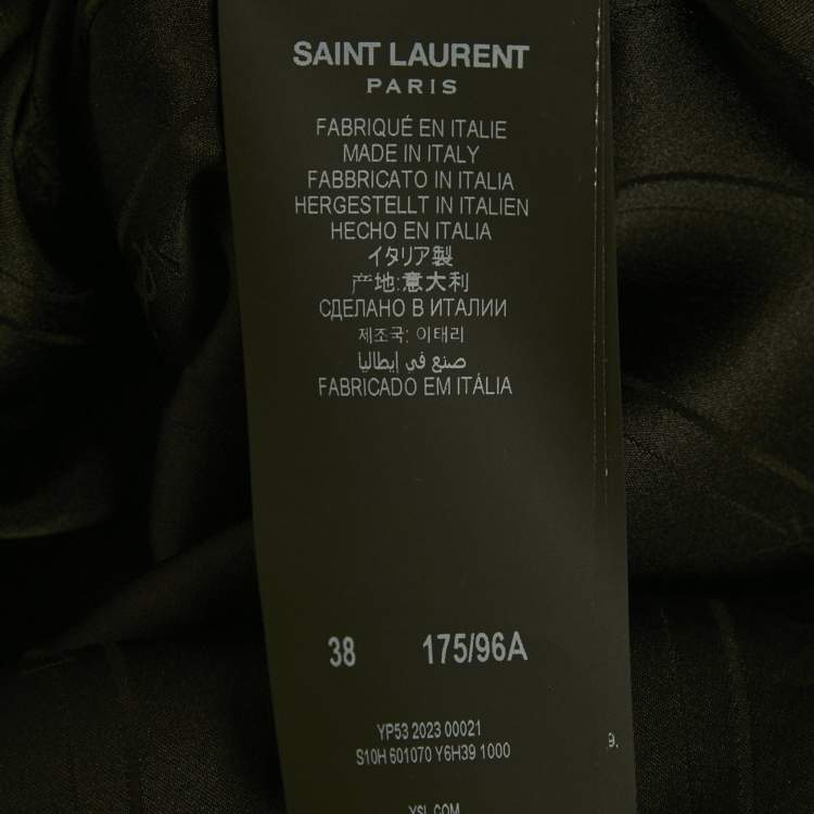 مملوكة مسبقًا Saint Laurent Paris Black Striped Silk Short Sleeve Shirt S