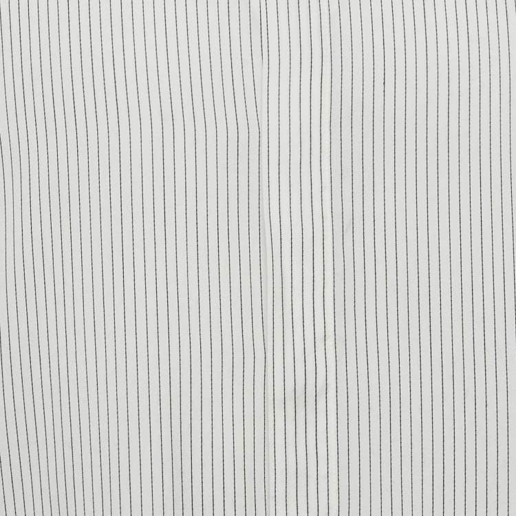Pre Owned Saint Laurent White Pinstripe Silk Eve Kara Classic Shirt M