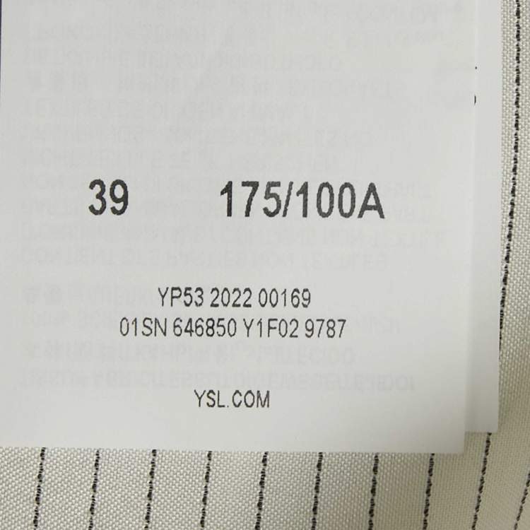 Pre Owned Saint Laurent White Pinstripe Silk Eve Kara Classic Shirt M