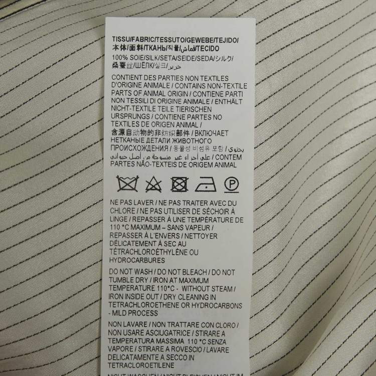 Pre Owned Saint Laurent White Pinstripe Silk Eve Kara Classic Shirt M