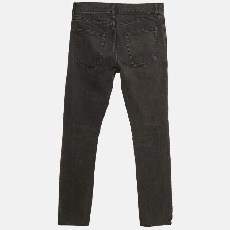 Pre Owned Saint Laurent Paris Black Denim Straight Leg Jeans S Waist 31"