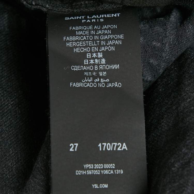 Pre Owned Saint Laurent Paris Black Denim Straight Leg Jeans S Waist 31"