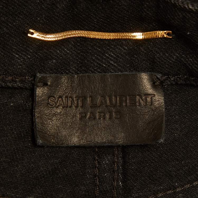 Pre Owned بنطلون جينز سان لوران باريس دينم أسود مستقيم الأرجل مقاس صغير (سمول) خصر 31 بوصة