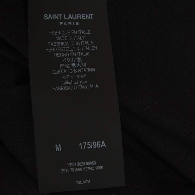 Pre Owned Saint Laurent Black Pique Crewneck T-Shirt M