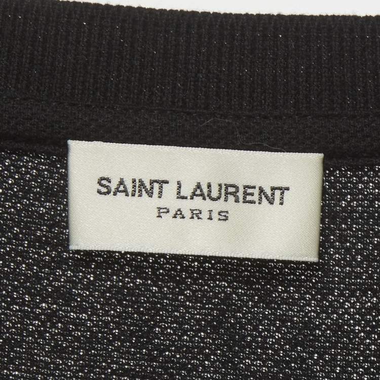 Pre Owned Saint Laurent Black Pique Crewneck T-Shirt M