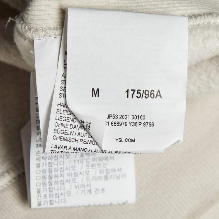 Pre Owned Saint Laurent Paris Ecru Logo Print Cotton Sweatshirt M