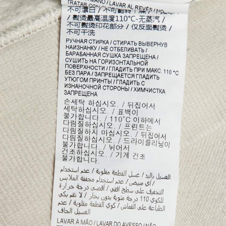 Pre Owned Saint Laurent Paris Ecru Logo Print Cotton Sweatshirt M