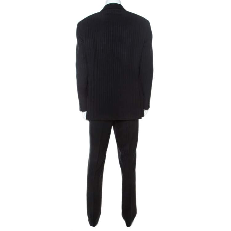 Pre Owned Yves Saint Laurent Black Wool Pinstripe Classic Tailored Suit XXXL 