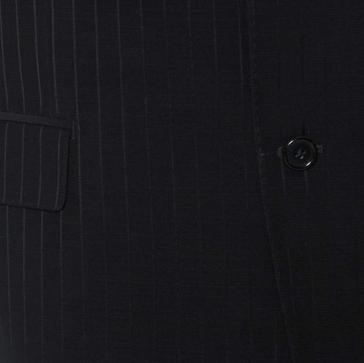 Pre Owned Yves Saint Laurent Black Wool Pinstripe Classic Tailored Suit XXXL 
