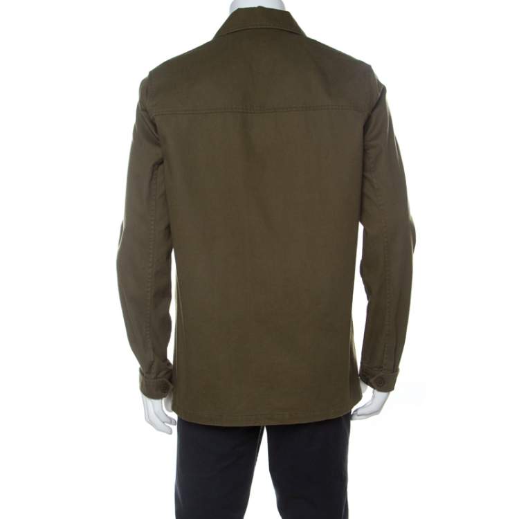 Pre Owned Saint Laurent Paris Khaki Green Cotton Blend Lieutenant Jacket L