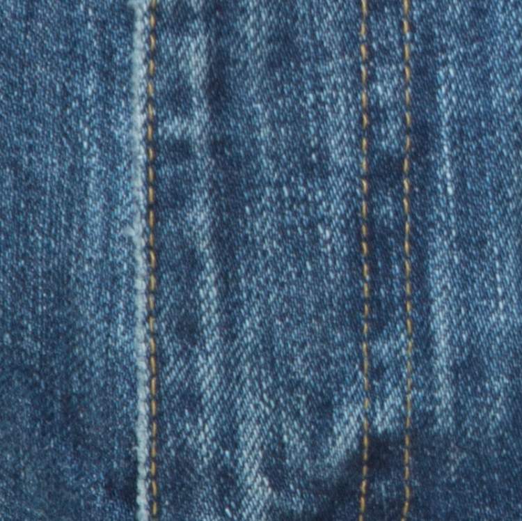 Pre Owned Saint Laurent Paris Distressed Denim Capri Shorts M 