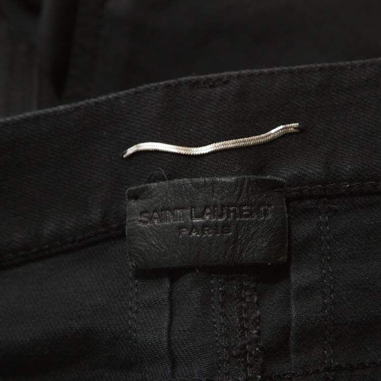 Pre Owned Saint Laurent Black Denim Biker Jeans XL