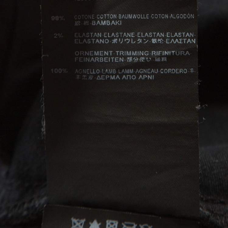 Pre Owned Saint Laurent Black Denim Biker Jeans XL