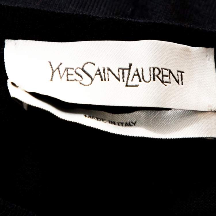 Pre Owned Saint Laurent Paris Navy Blue Wool V Neck Sweater XL
