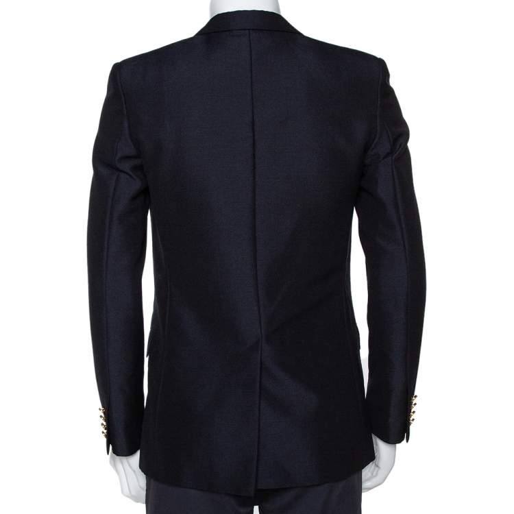 Pre Owned Saint Laurent Black Wool Two Buttoned Jacket M