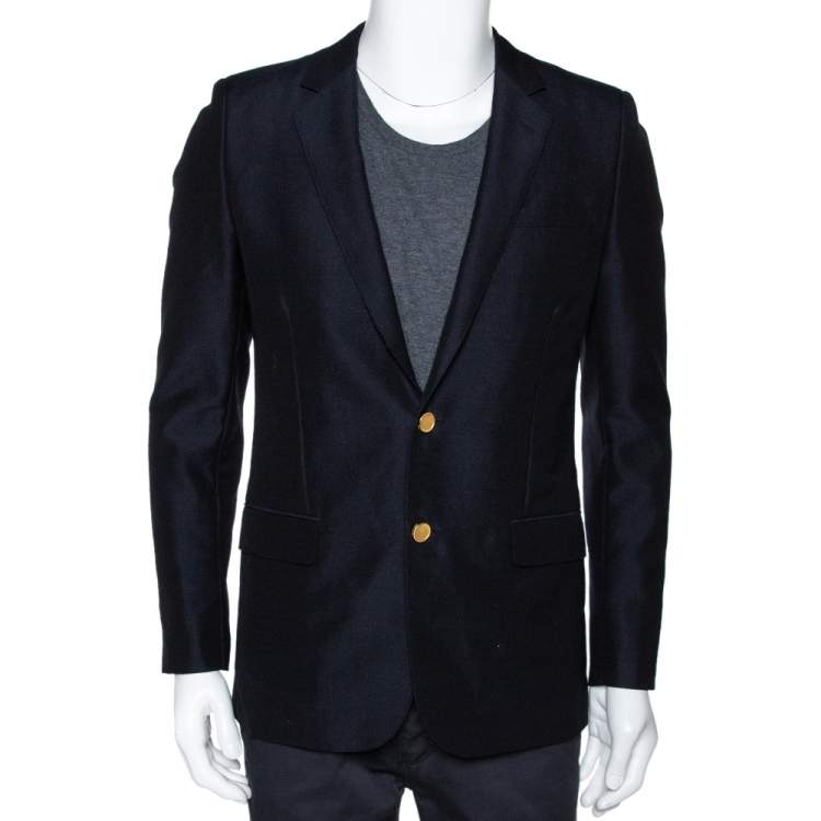 Pre Owned Saint Laurent Black Wool Two Buttoned Jacket M