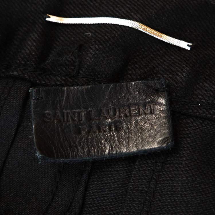 Pre Owned Saint Laurent Paris Black Distressed Denim Skinny Jeans M