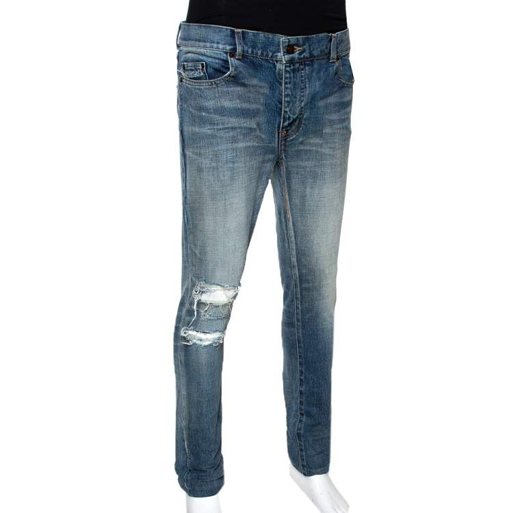 Men's Ripped Jeans Distressed Skinny Denim Pants Elastic Slim Fit Destroyed  Frayed Trousers - Walmart.com